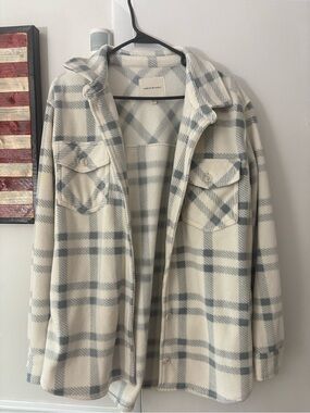 Thread & Supply Cream and Light Gray Plaid Jacket